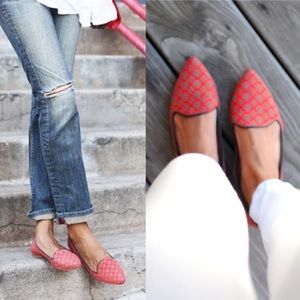 Joie Red Daydreaming Pointed Toe Loafers Flats